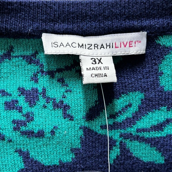 JACKET, BLANKET SWEATER, ROYAL BLUE/TEAL, SZ 3X, GRAPHIC FLORAL, COTTON RAYON - Picture 13 of 15